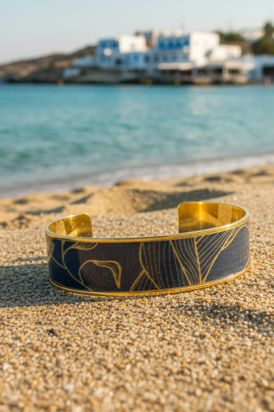 Bracelet manchette en métal doré inoxydable et vernis laqué — Vogue Française