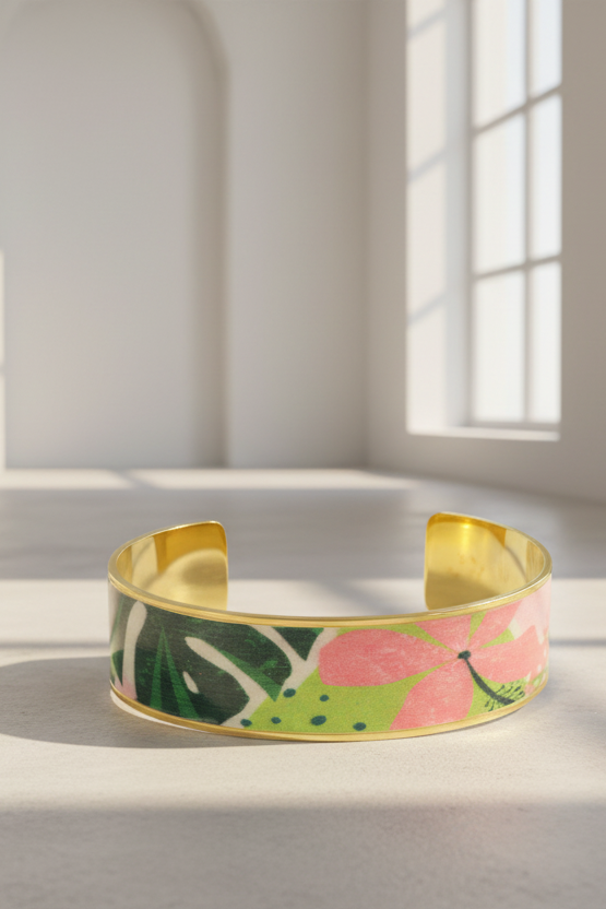 Bracelet manchette en métal doré inoxydable et vernis laqué — Vogue Française