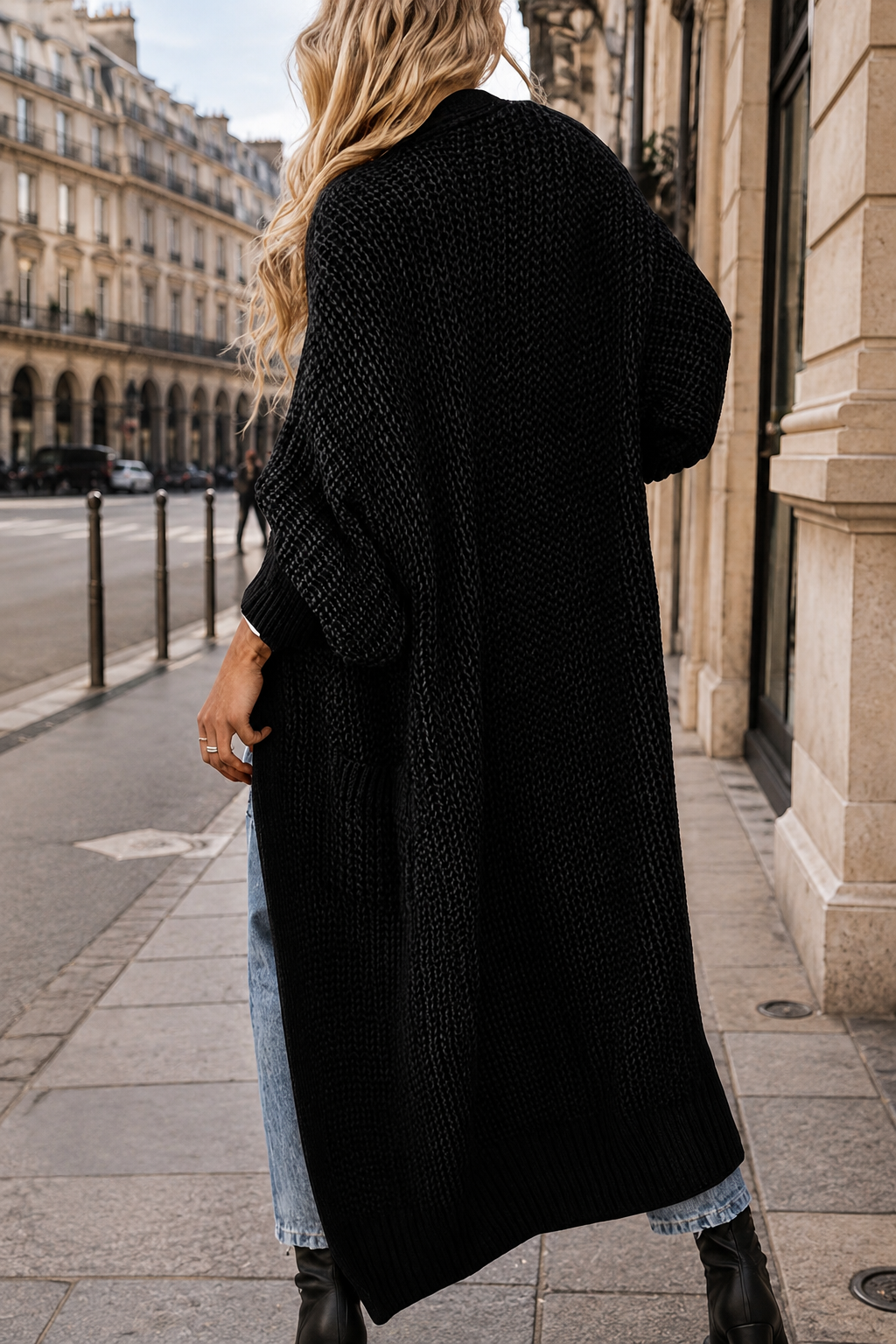 Cardigan long Rivoli en maille oversize, à poches