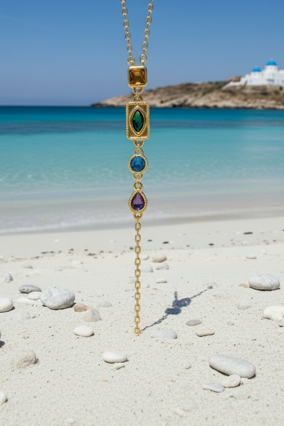 Parure Héra collier & bracelet Duo ou solo en plaqué or 18 carats aux pierres divines — Vogue Française
