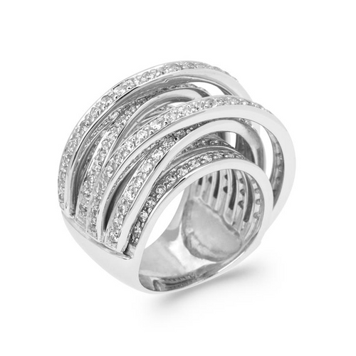 Bague Calista en argent rodhié 925 aux volutes scintillantes — Vogue Française
