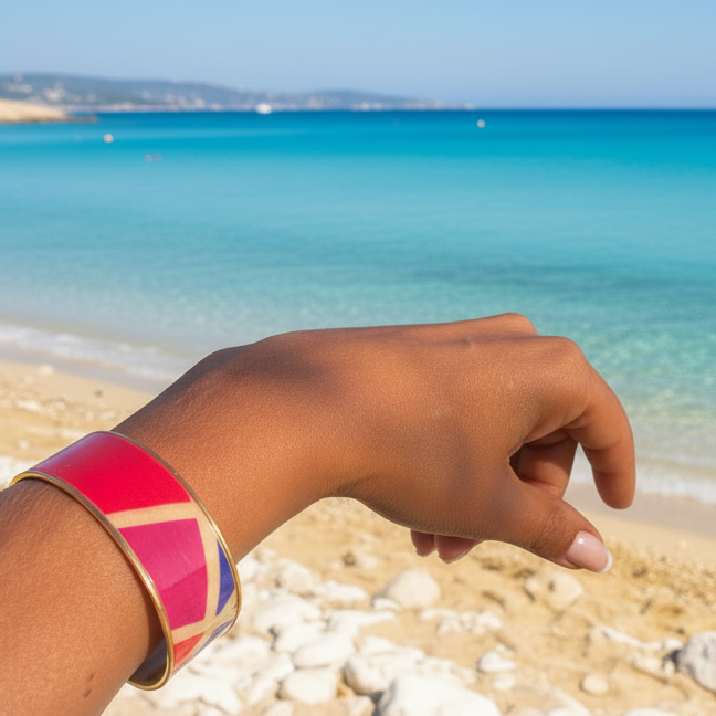 Bracelet manchette en métal doré inoxydable et vernis laqué — Vogue Française