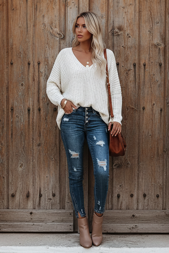 Pull élégant loose en tricot léger — Vogue Française