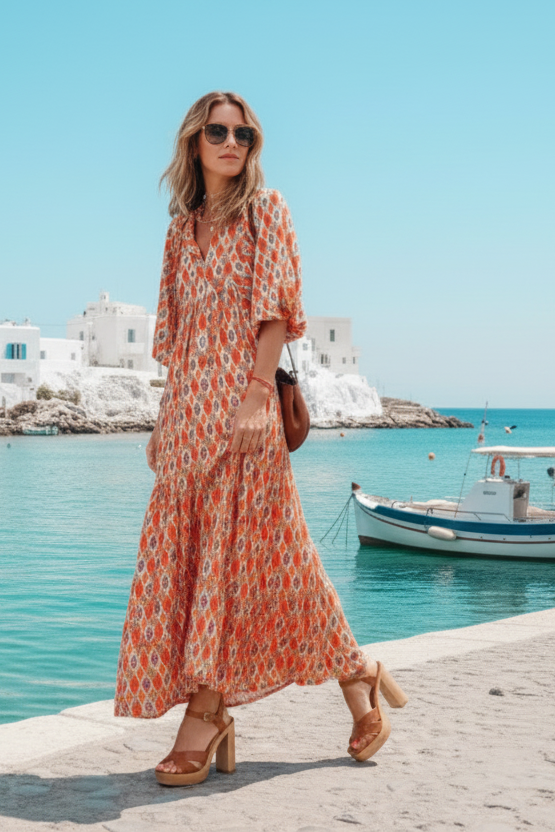 Robe longue gracieuse et énergique — Vogue Française