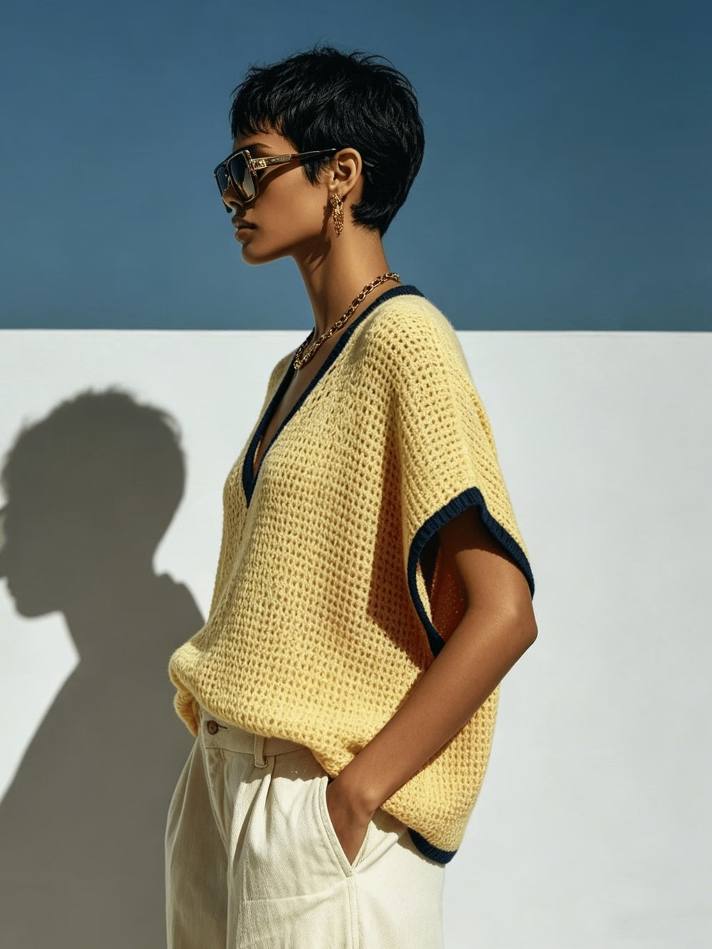 Pull oversize à manches chauve-souris en maille Monte-Carlo — Vogue Française