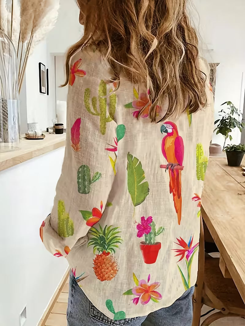 Chemise Shimida printemps/été à imprimé tropical — Vogue Française