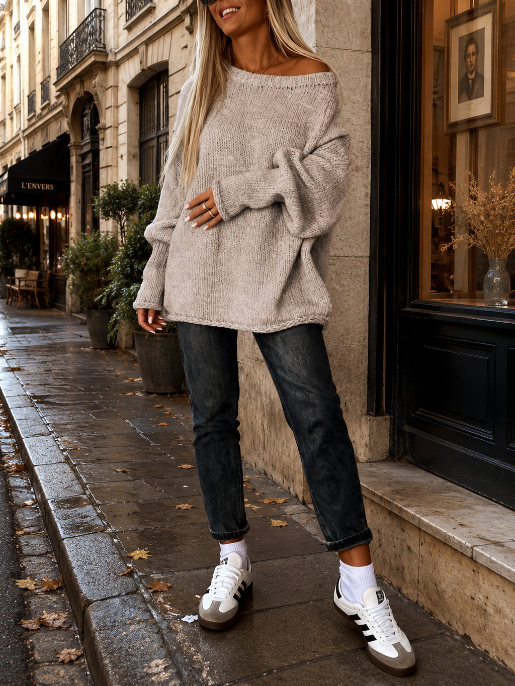 Pull Marais en maille oversize chinée