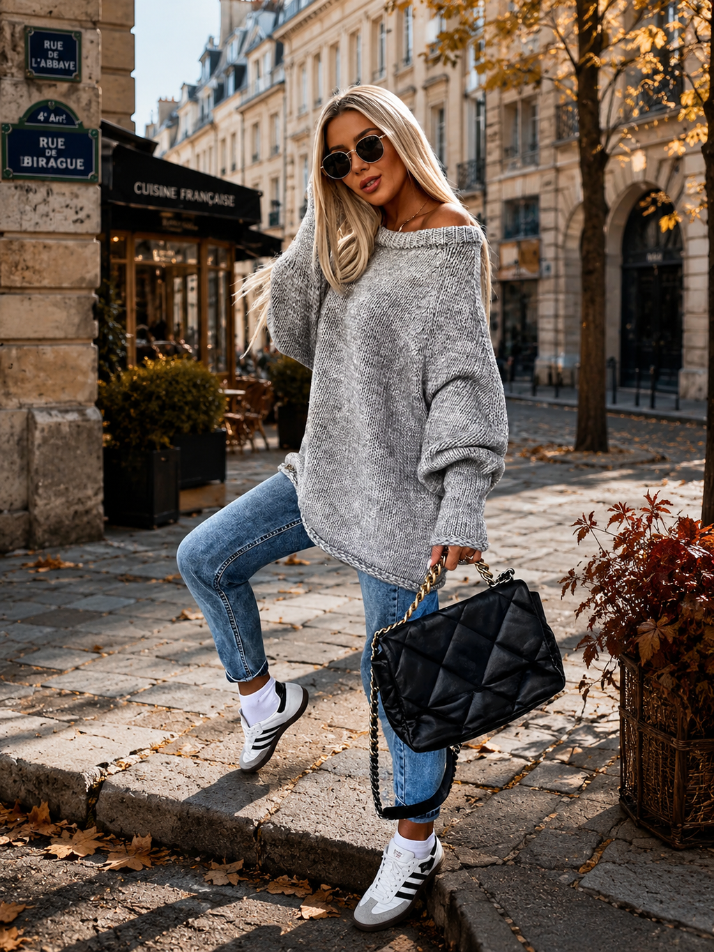 Pull Marais en maille oversize chinée