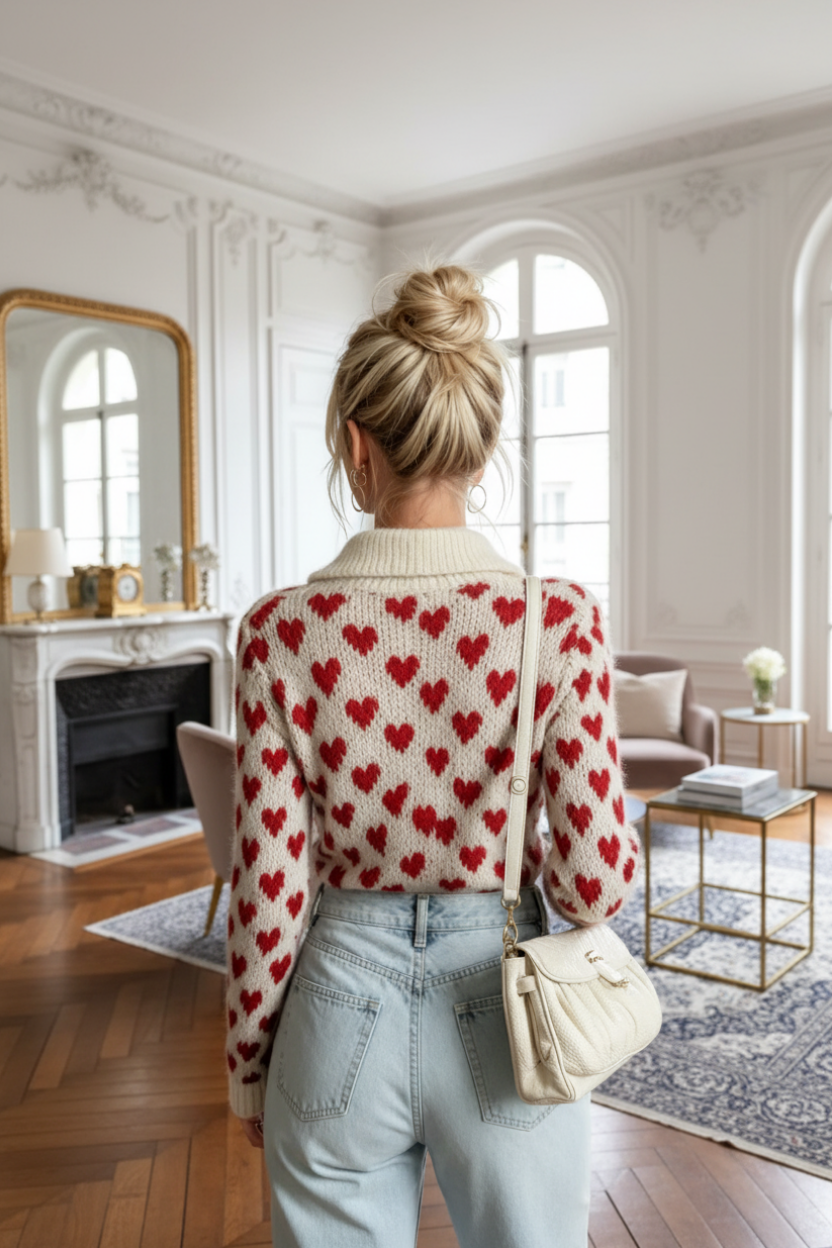 Pull Paris Mon Amour – Col V Élégant