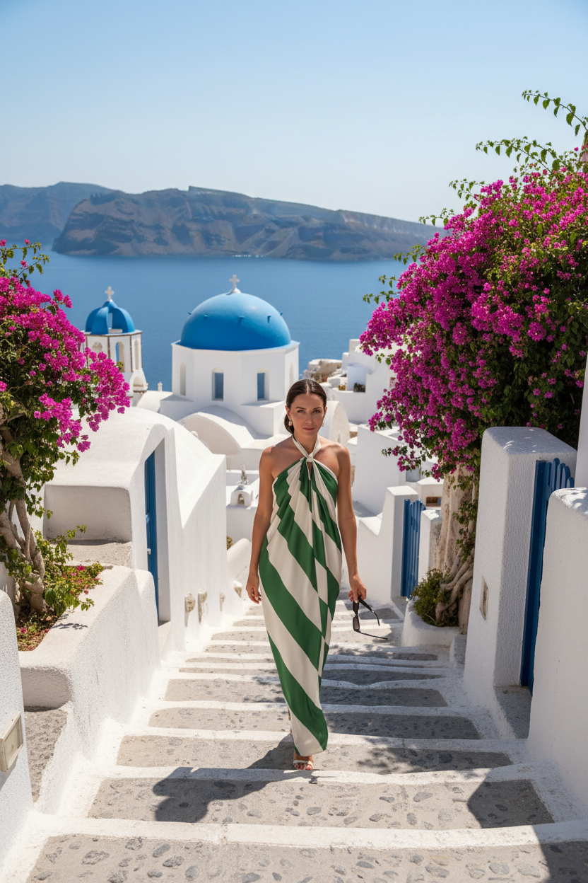 Robe maxi rayée halter — Vogue Française