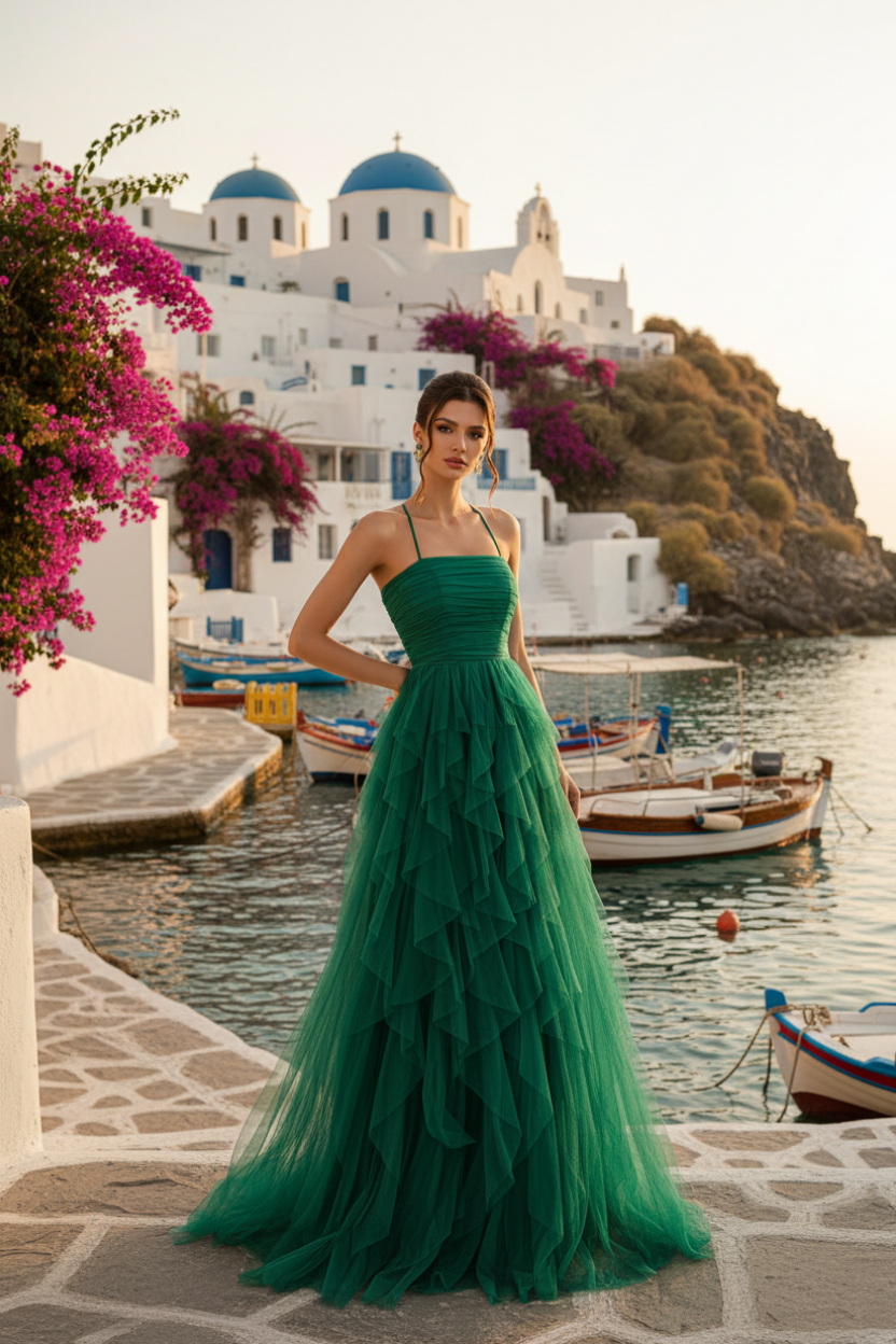 Robe longue élégante à ourlet asymétrique en mesh — Vogue Française